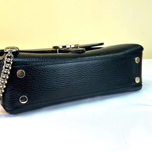 Gucci Interlocking G grained calfskin gold HDW top handle detachable strap COA - Picture 8 of 17